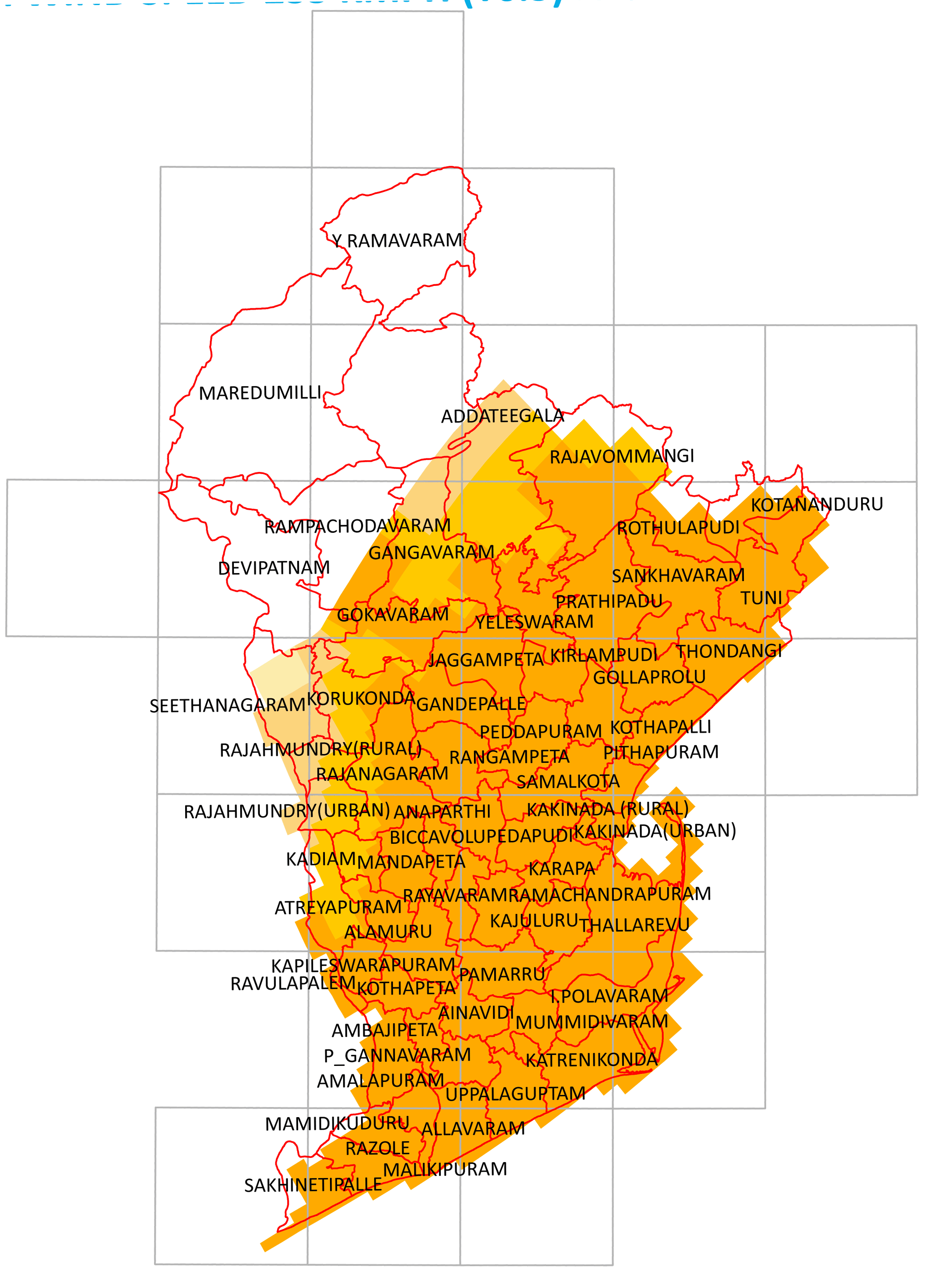 Storm surge inundation map for cyclone with wind speed